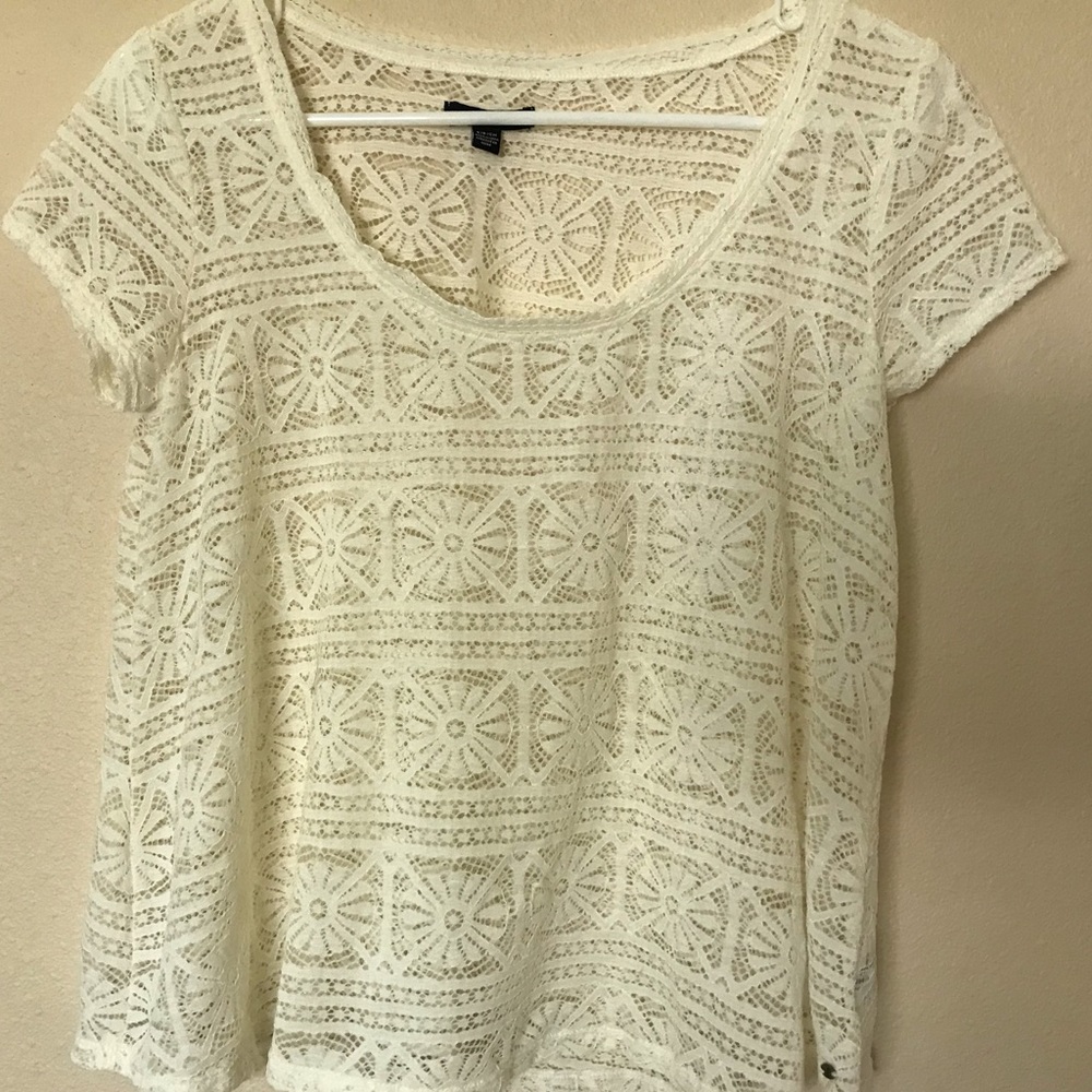 American Eagle Short Sleeve Lace Top - Picture 6 of 6
